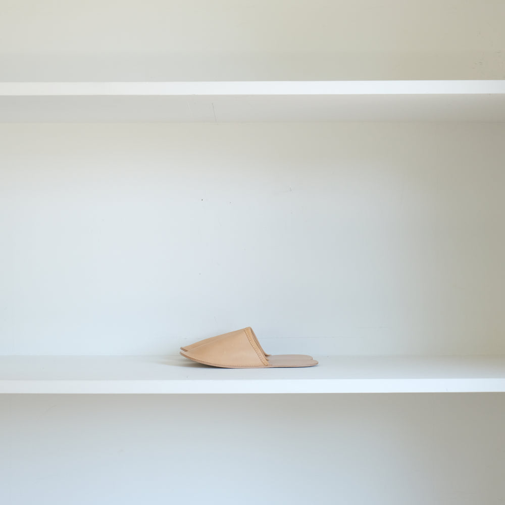 Leather Slippers Natural sale40%off