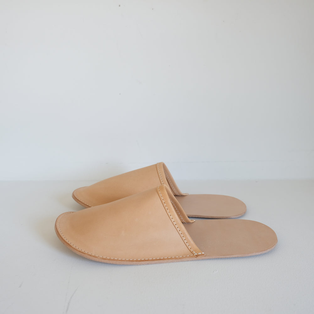 Leather Slippers Natural sale40%off