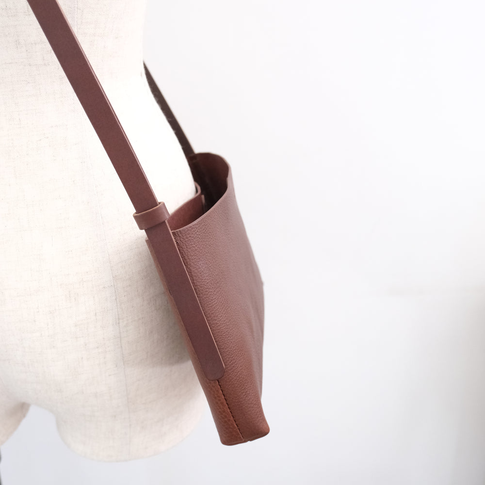 Leather pochette Chocolate sale 30%off