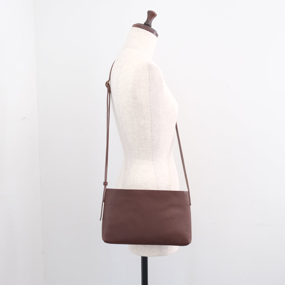 Leather pochette Chocolate sale 30%off