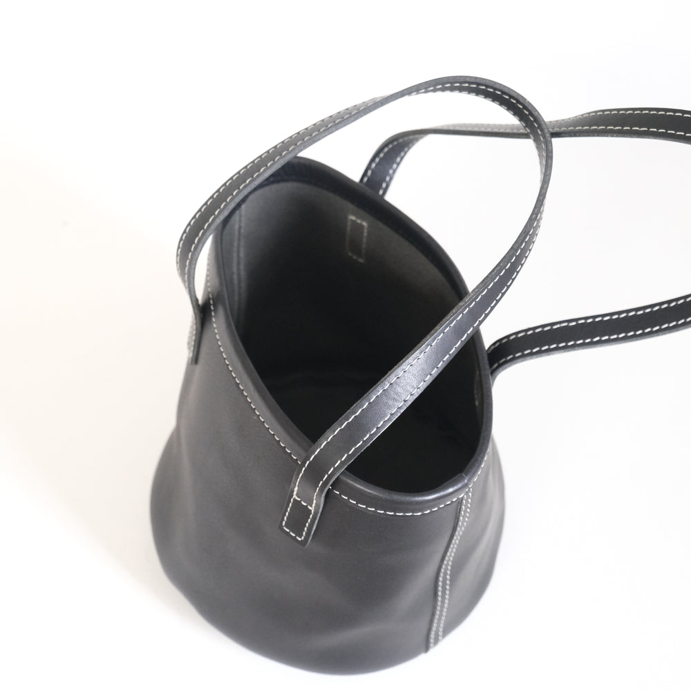 Leather round mini bag Black