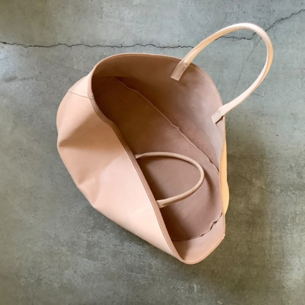 Leather oval basket bag