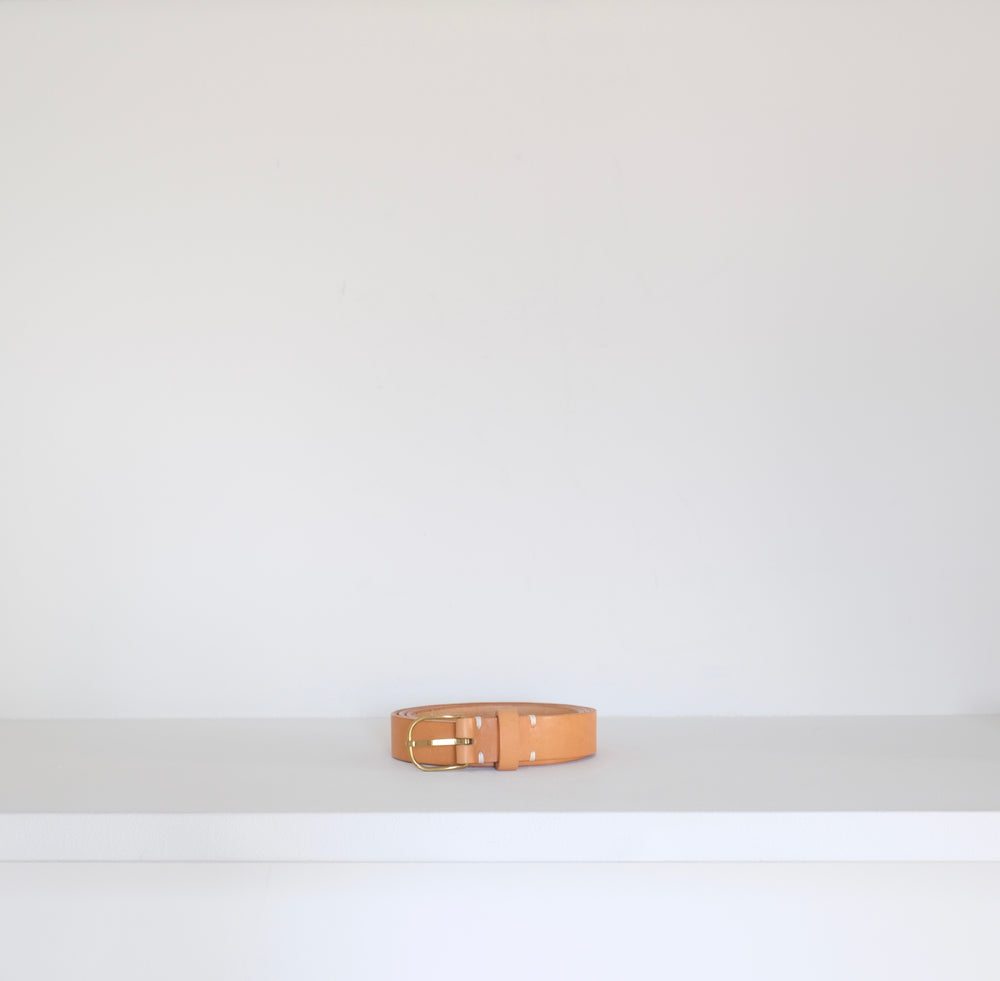 Leather belt beige