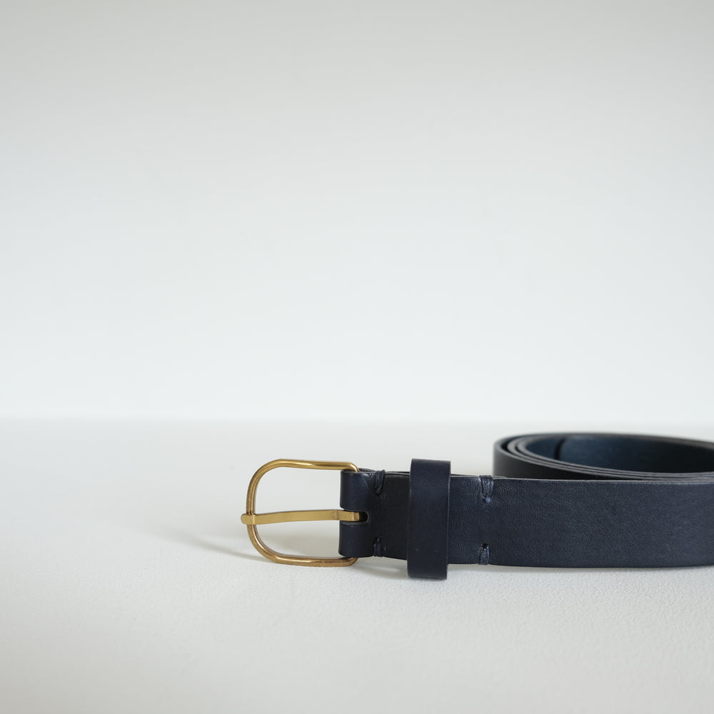 Leather belt navy