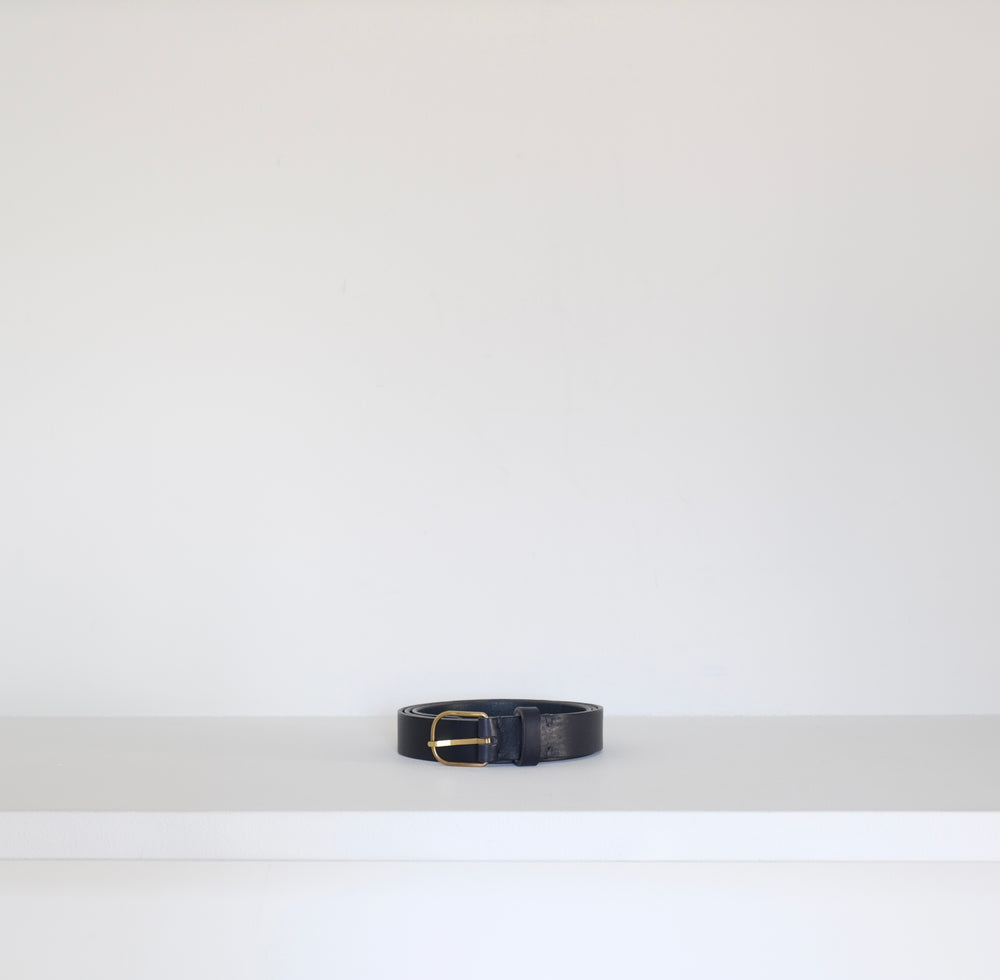 Leather belt navy