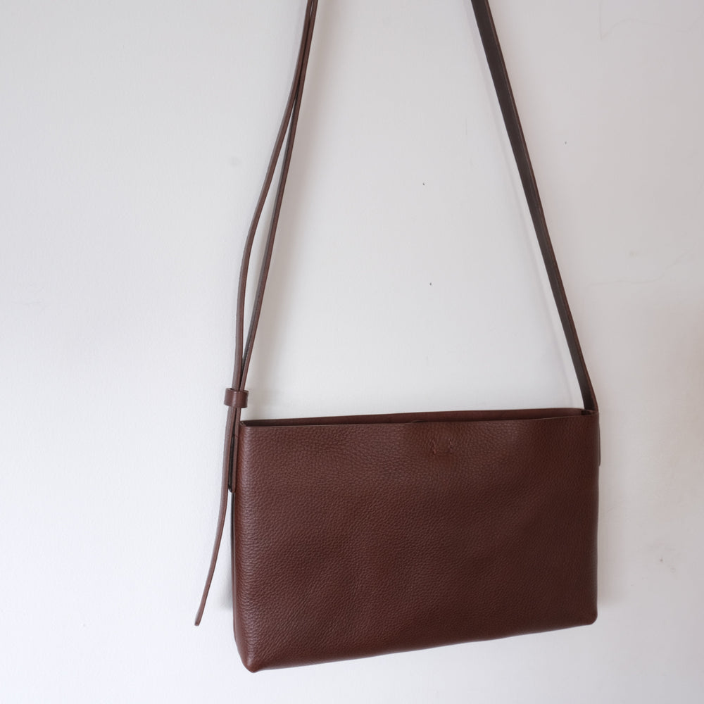 Leather pochette Chocolate sale 30%off