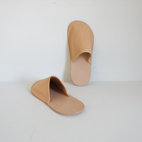 Leather Slippers Natural