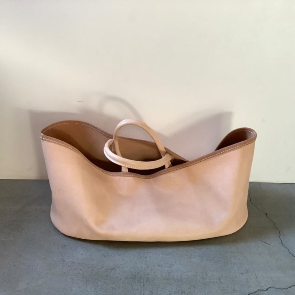 Leather oval basket bag