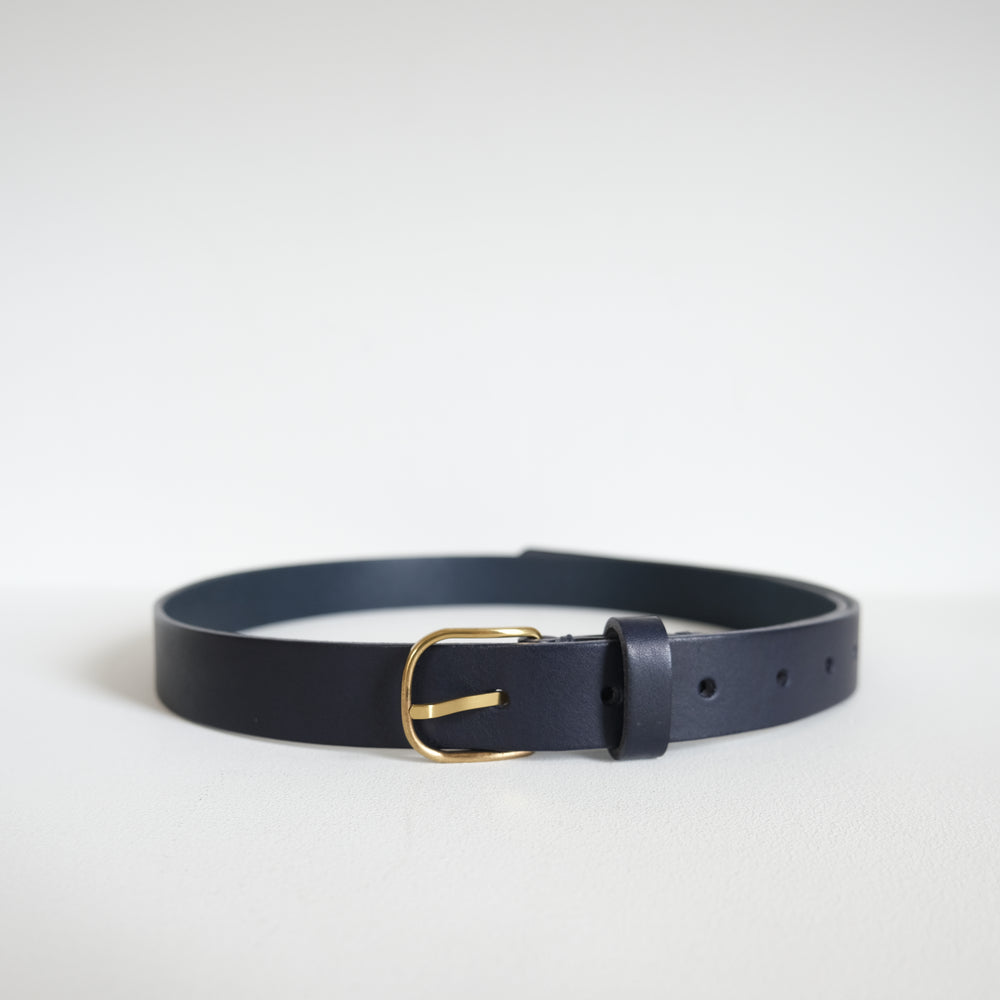 Leather belt navy