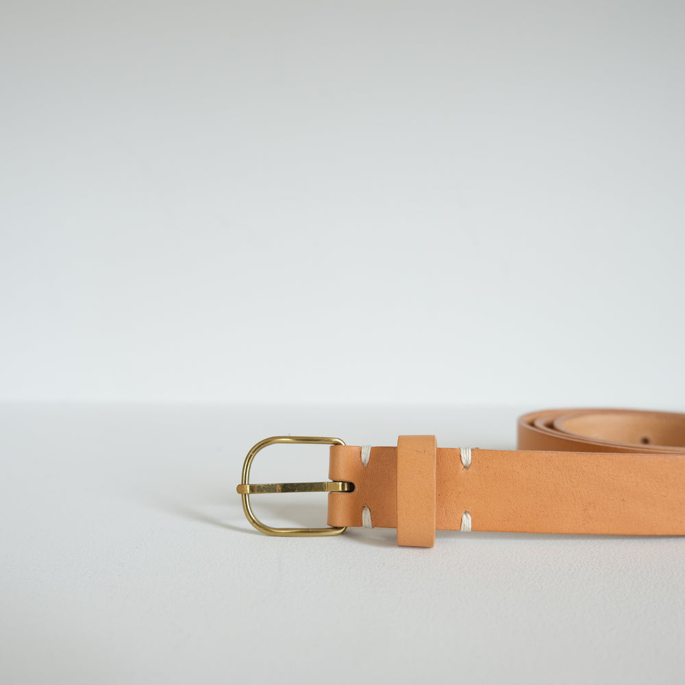 Leather belt beige
