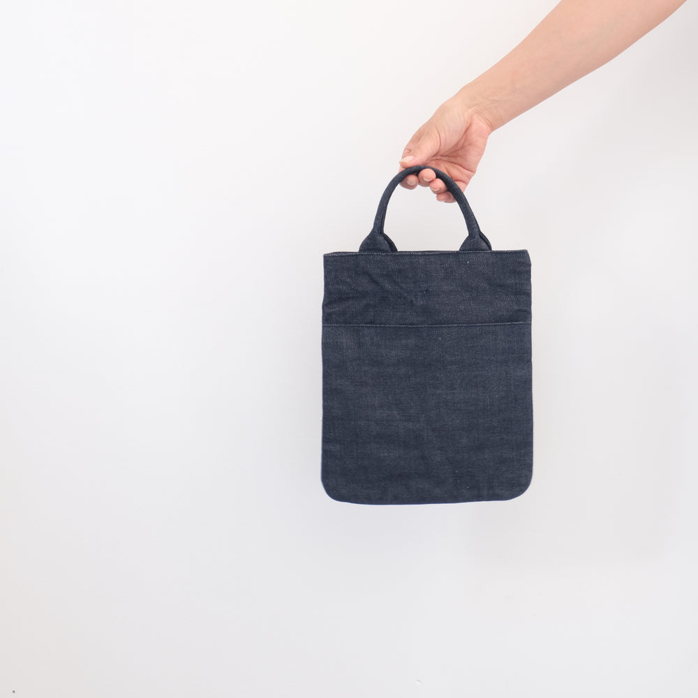 Organic cotton denim flat bag indigo S