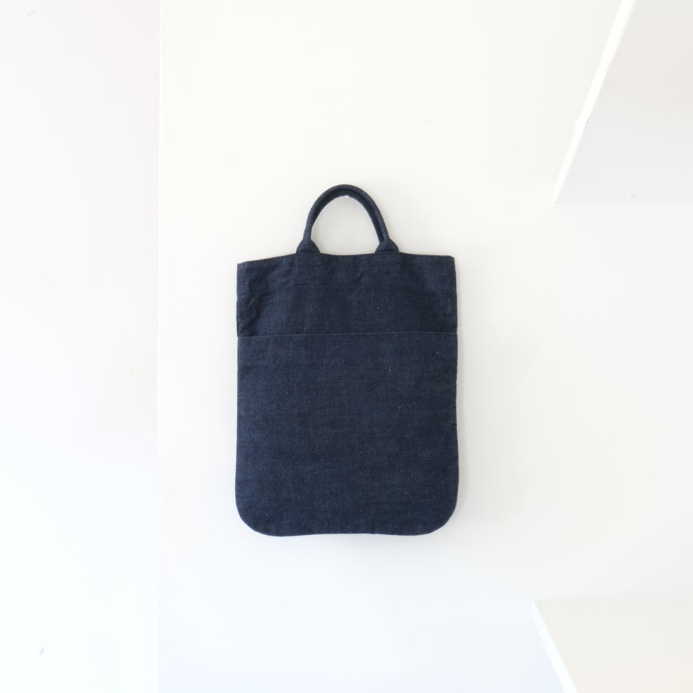 Organic cotton denim  Flat bag indigo M