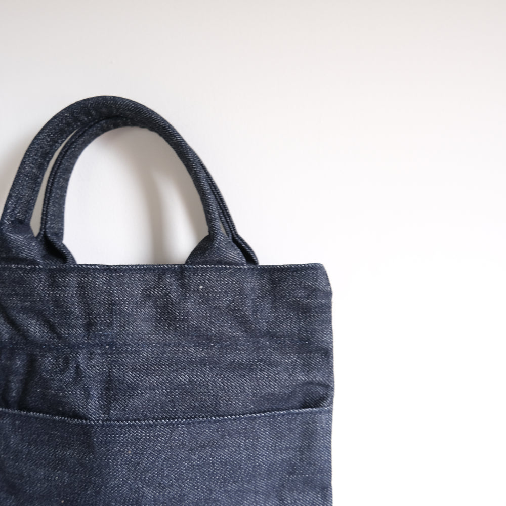 Organic cotton denim flat bag indigo S